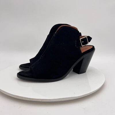 Frye Courtney Women Size 7.5B  347134 Black Suede Slingback Mules Pump Heel Shoe - Image 1 of 4