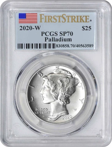 2020-W $25 American Palladium Eagle SP70 First Strike PCGS Cover