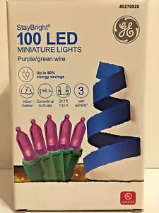 GE StayBright 100 Purple Mini LED Lights Green Wire Indoor/Outdoor - Picture 1 of 6
