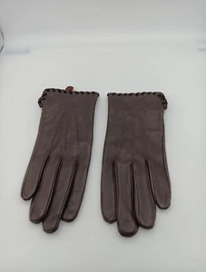 Lauren Ralph Lauren Women’s 100% Leather Gloves Brown Size Small Lined - Picture 1 of 10