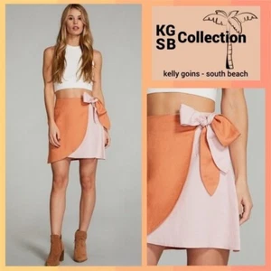 LUX BRAND Size S-2X Linen Like Tulip Wrap Mini - Knee Skirt Large Statement Tie - Picture 1 of 9