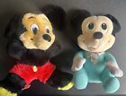 Two Vintage Mickey Mouse Plush Stuffed Animals 8”