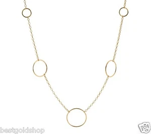 QVC Polished Circle Station Oval Chain Necklace Real 14K Yellow & White Gold - Picture 1 of 9