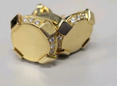 Винтажные запонки из желтого золота 18 карат с заводскими бриллиантами Versace  - Изображение 1 из 4