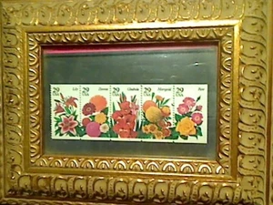 Museum quality ornate heavy, 8x10, gold frame with 29 cent Stamp Collection - Picture 1 of 5