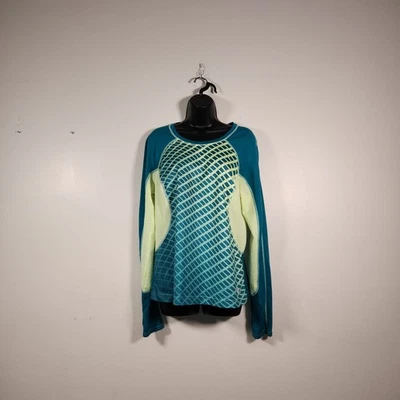 FILA SPORT Running LS Top Womens L Teal Yellow Geometric Athletic Activewear Run - Image 1 of 4
