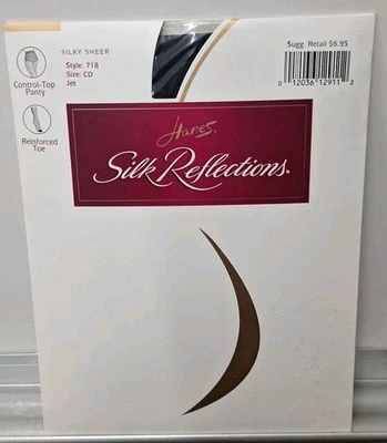 Pantimedias de nylon Hanes Silk Reflections, transparentes sedosas, color jet; talla CD estilo 718 Foto 1 de 4