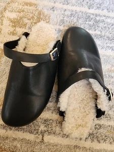 Beatrice Valenzuela Kohl Clog With Shearling Black Cow Leather Women 8 New Rare - Picture 1 of 8