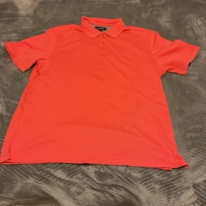 Nordstrom Mens Polo Short Solid Coral Orange Large Cotton Short Sleeve Pullover - Picture 1 of 5