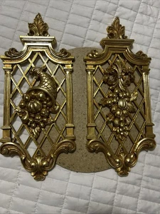 Vintage 2/ Stück Dart Industries 1971 Gold Wandtafeln. Made In USA Nummeriert - Bild 1 von 14