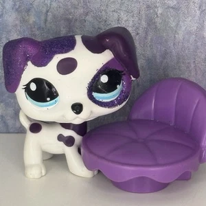 💜Auténtico Littlest Pet Shop LPS Dálmata #2136 Blanco Púrpura Brillo Ojos Azules - Imagen 1 de 11