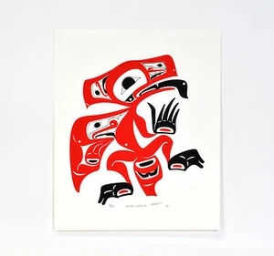 Nordwest Indianer Rabe signierter Druck Haida Farben - Bild 1 von 1