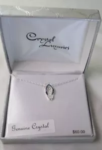 Crystal Luxuries Silver Plated Necklace Genuine Crystal Blue Sandal 18" - Picture 1 of 4