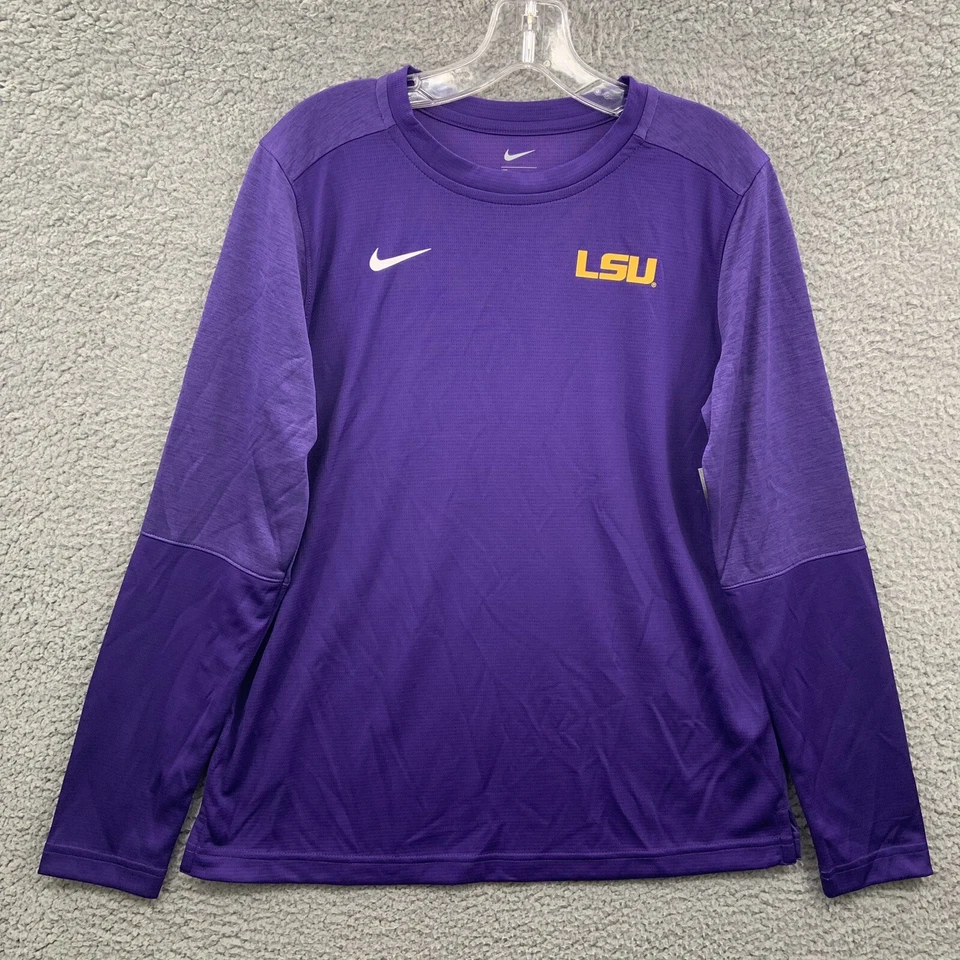 Nike Dry Womens M LSU Tigers Purple Training Long Sleeve Sideline Top Ci6435 G1