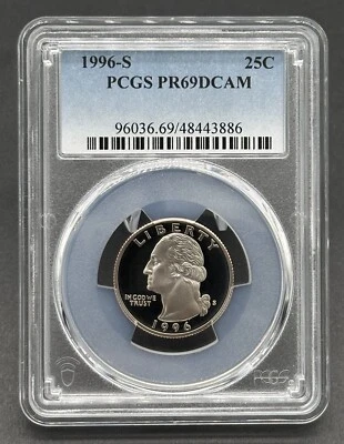 Washington proof coin 1996-S 25C Graded PCGS PR69DCAM - Image 1 of 2