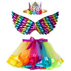  Masquerade Prom Dress Fairy Party Wings Rainbow Three-Piece Set Skirt Tutu