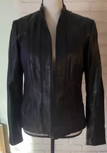 Wilson Women's Julia Genuine Leather Scuba Jacket Black Size Small $325 - Picture 1 of 17
