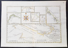 1780 Rigobert Bonne Antique Map of New Guinea, William Dampier 1699 - 5 Harbours