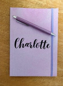 Personalised Glitter Notebook and Pen Set - Blue, Purple or Gold - Picture 1 of 13