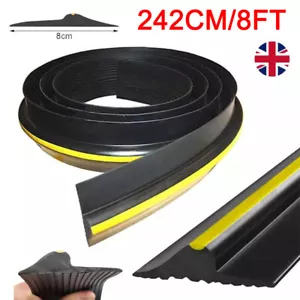 242cm/8ft Universal Seal Garage Door Floor Threshold Black Rubber Safety Strip - Picture 1 of 15
