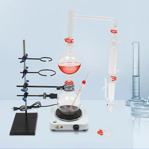 Organic Chemistry Lab Glassware Glass Kit Distillation Equipment Set 1000mL NEW - Picture 1 of 22