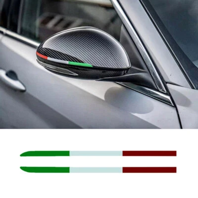 1Pair Italy Flag Logo Italian Car Stickers Side Mirror Stripe Decal Accessories. - Image 1 of 4