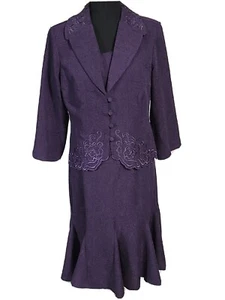 Womens Danny And Nicole Purple Textured Dress With Blazer Size 8 - Picture 1 of 10