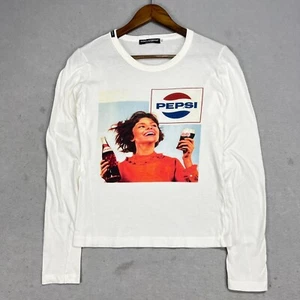 Dolce & Gabbana Pepsi Retro Graphic Print Long Sleeve Crew Neck Shirt Women 42 M - Picture 1 of 8
