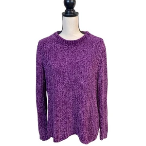 Talbots Cozy Mulberry Purple Chenille Crewneck Sweater Size Large - Picture 1 of 8