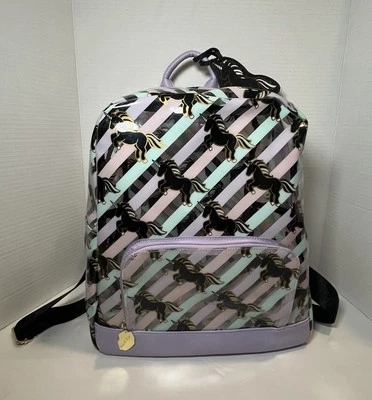 Mochila Bolso Unicornio Betsey Johnson Rayas Púrpura Transparente Excelente Estado  Foto 1 de 4