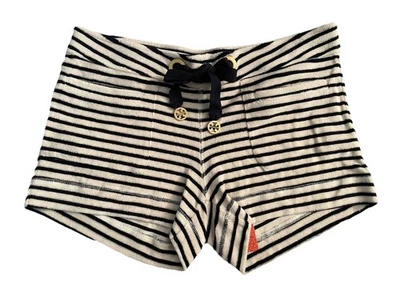 Pantalones Cortos Tory Burch Marfil Y Azul Marino Rayas Terry Para Mujer Talla Pequeña Nuevos con Etiquetas Foto 1 de 2