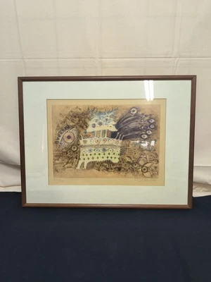 Naive Kunst - Mischwesen Lithographie von Francoise Deberdt 70/80er Jahre  - Bild 1 von 4