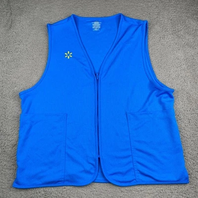 Walmart Employee Vest Mens Large Blue Full Zip Associate Uniform - Image 1 of 4