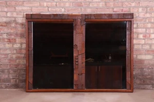 Paul Evans Style Lane Pueblo Brutalist Oak Framed Double Mirror, 1970s - Picture 1 of 6