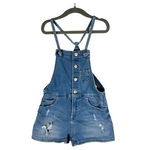 Zara Girls Distressed Shorts Overalls Size 5/6 - Picture 1 of 4