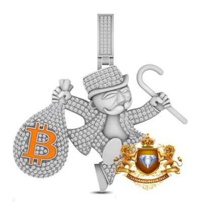 Pingente Berloque Masculino Real Genuíno VVS1/D 8,96 Ctw Moissanite Richie Bolsa de Dinheiro Rico - Imagem 1 de 2