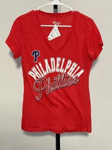MLB Philadelphia Phillies Womens V Neck T Shirt Tee Size Small - Picture 1 of 5