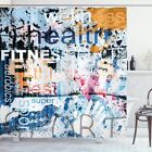 Fitness Shower Curtain, Vintage Style Backdrop,, Ginger And Blue