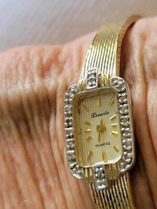 Deauville 1950's 18 Diamonds Bezel Gold Plated Ladies Watch Needs Battery & Stem - Picture 1 of 15