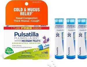 Boiron Pulsatilla 30C Homeopathic Medicine for Relief from Cold, 3ct 240 Pellets - Picture 1 of 2