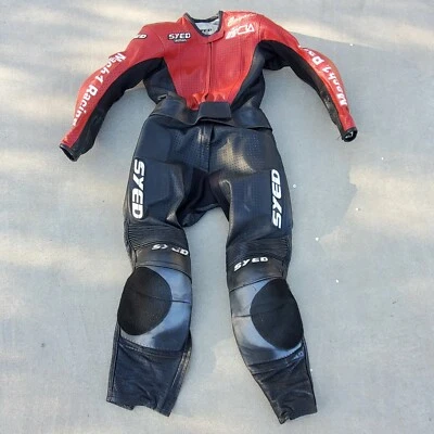 SYED MACH 1 Motorcycle Racing Armored Leathers 2 pc Jacket / Pant Set READ SIZE Foto 1 de 4