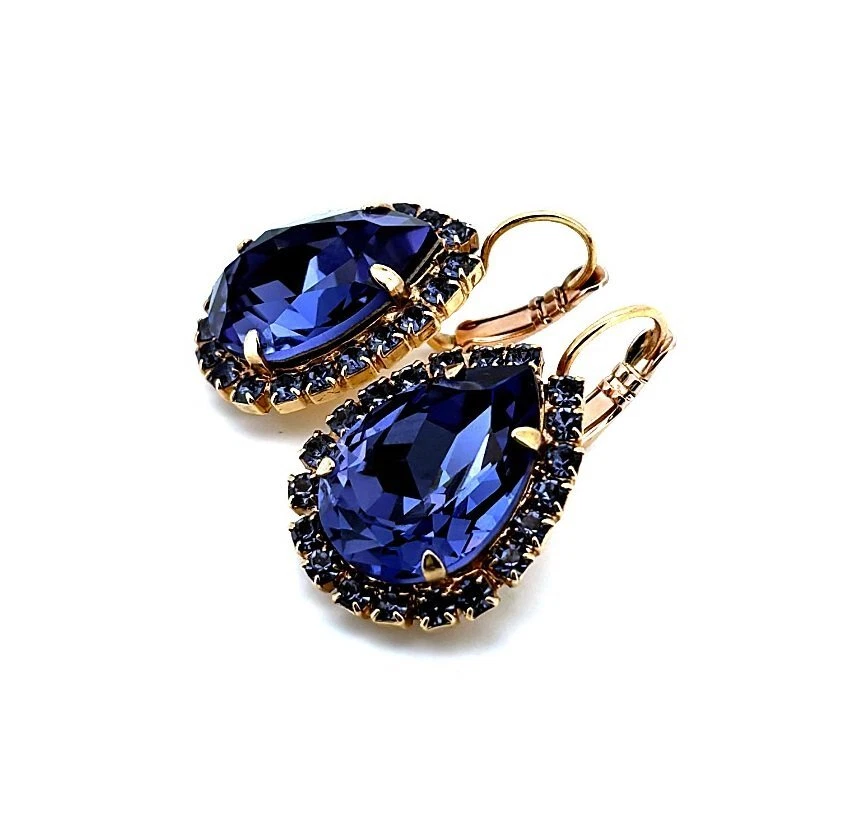 Pendientes de mujer Mariana sofisticados cristales de Swarovski de tanzanita Foto 1 de 4