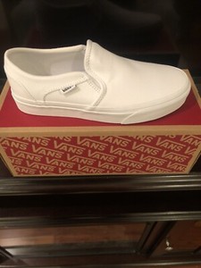 white slip on vans womens