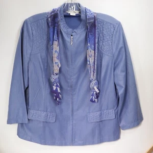 Drapers Damons Jacket Women XL Periwinkle Blue Pockets Zip Scarf - Picture 1 of 12
