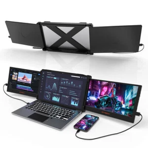 Dual Portable 1080P IPS HDR Triple Monitor Screen Extender fits for Most Laptops - Picture 1 of 24
