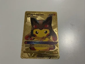 Pikachu Mega Lucario Cosplay Gold Foil Card FanArt Pokemon Card #009 Fan ART - Picture 1 of 2