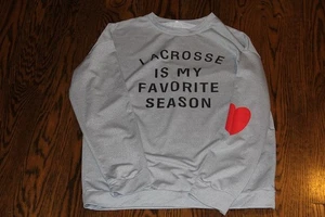 Lacrosse Is My Favorite Season Size XL Womens Long Sleeve Jersey with Heart - Picture 1 of 8