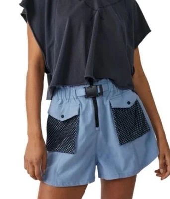 Nuevo con etiquetas Free People Movement Adventure pantalones cortos utilitarios de malla azul, talla grande Foto 1 de 4