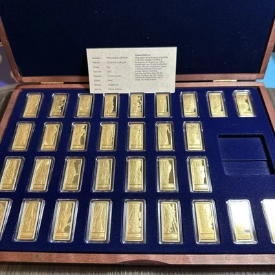 美国铸币厂 24kt 0.999 分层黄金著名铁路全套。 32 件套 — 第 1/4 张图片