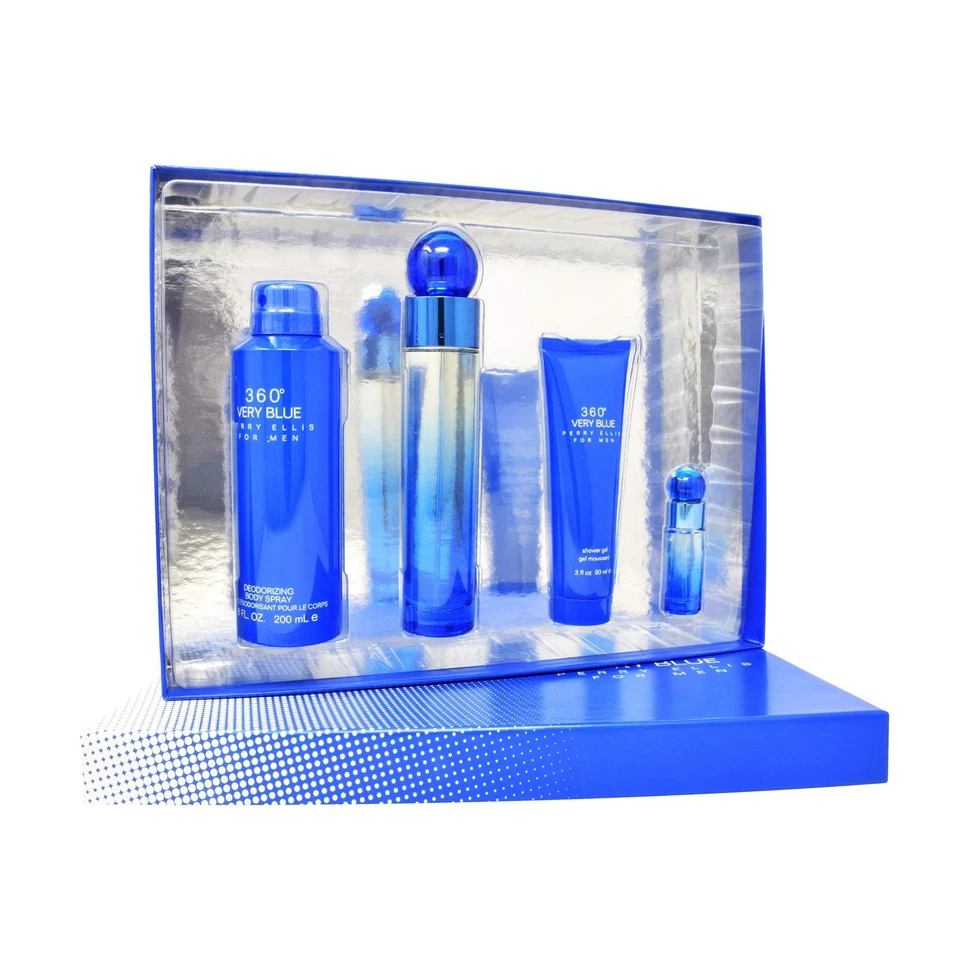 360 Very Blue 4 peças conjunto de presente para homens, (3,4 onças Eau de Toilette spray + 6... - Imagem 1 de 1